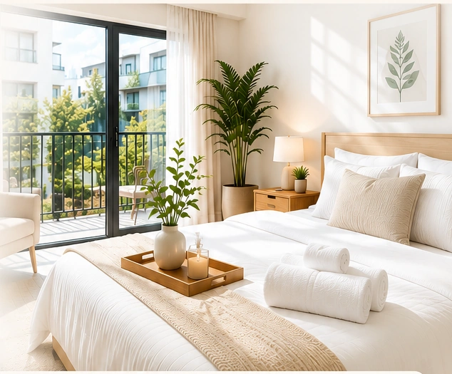 Airbnb cleaning Edinburgh apartment warm modern interior